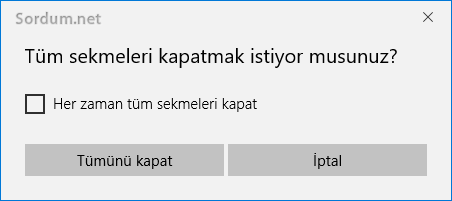 EDGE tüm sekmeler onay kutusu