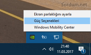 Güç seçenekleri