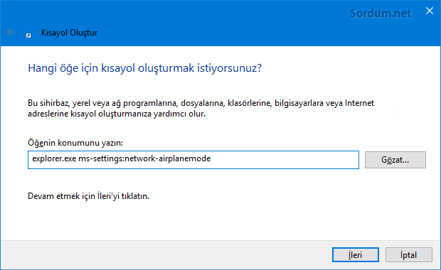 Kısayol ismi