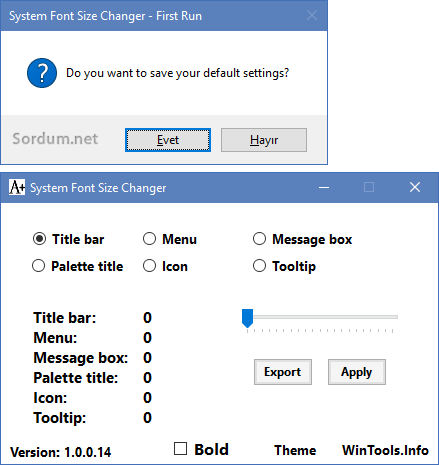 Sistem Font ayarlarını yedekleme