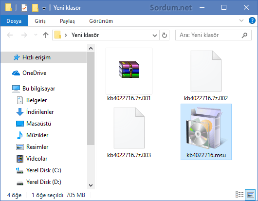 7zip ile parçalara ayrıldı