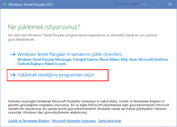 Windows Movie maker yükleme