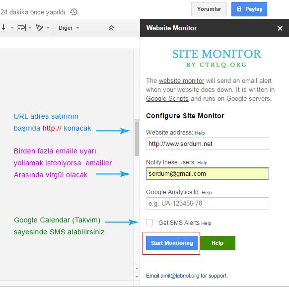 Website monitör ayarları