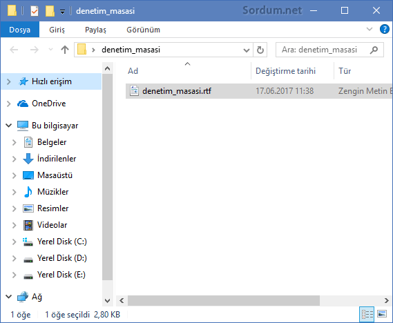 Windows gezgini varsayılan