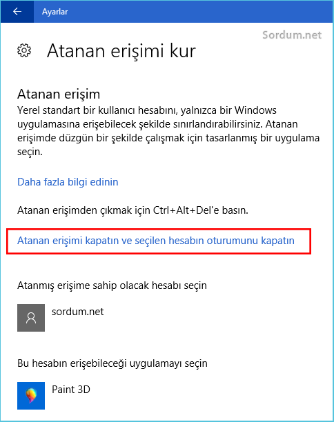 Atanan erişimi kaldırma