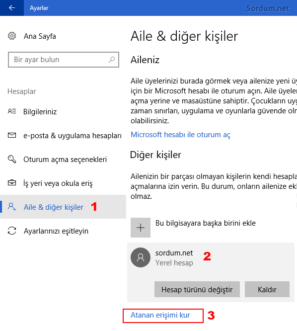 Atanan erişimi kur