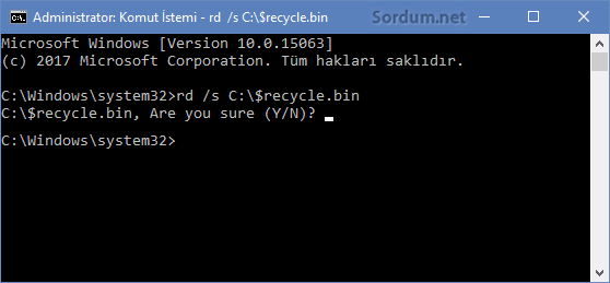 Geri dönüşüm kutusunu sildik