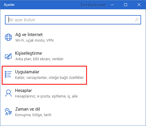 Windows10 uygulamalar