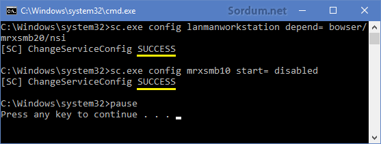 smb1 nasıl devre dışı bırakılır