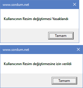 Vbs ile kullanıcı profil resmi değişimini yasaklama Vbs ile kullanıcı profil resmi değişimini yasaklama