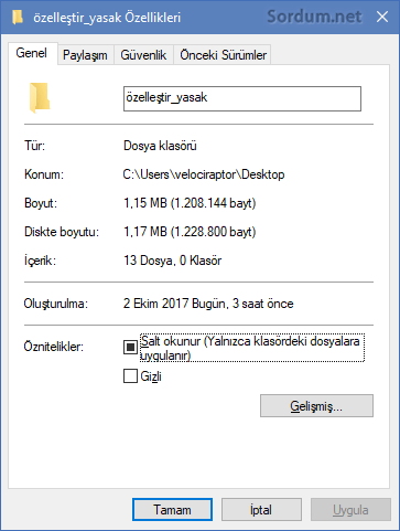 Özelleştir sekmesi yok