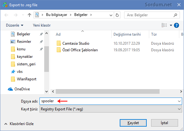 Registry anahtarını dışa aktarma