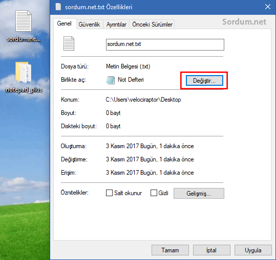 Birlikte aç programını değiştirme