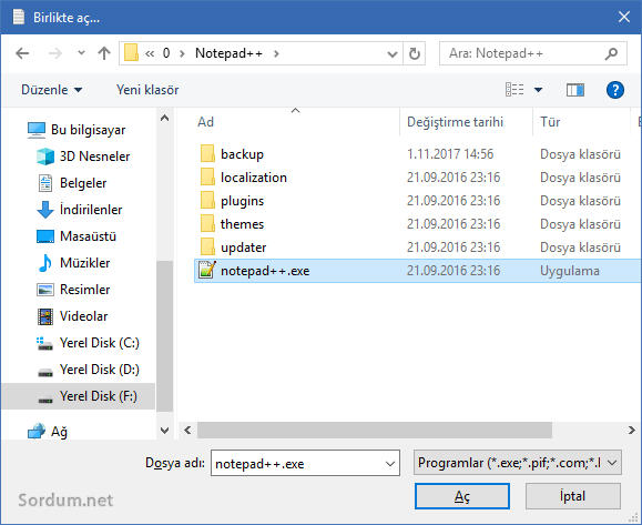 Notepad ++ yolu
