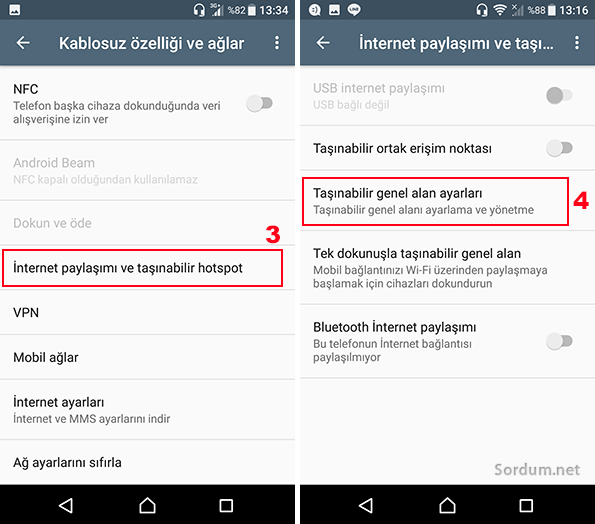 Taşınabilir genel alan ayarları