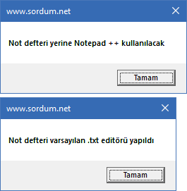 vbs ile notepad plus u varsayılan text editörü yapmak