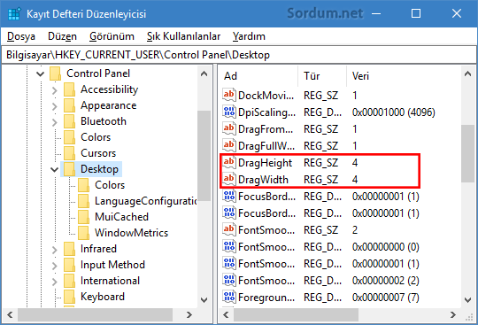 Drag high registry anahtarı