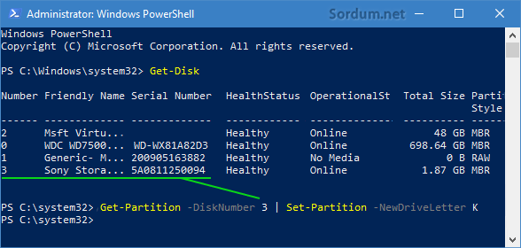 Powershellde harf değişikliği Komutu