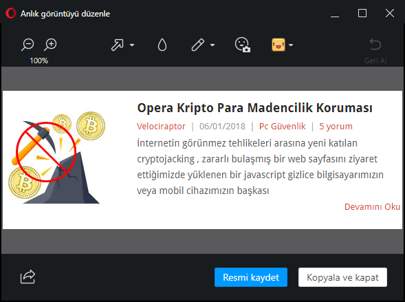 Opera görüntü düzenleme aracı