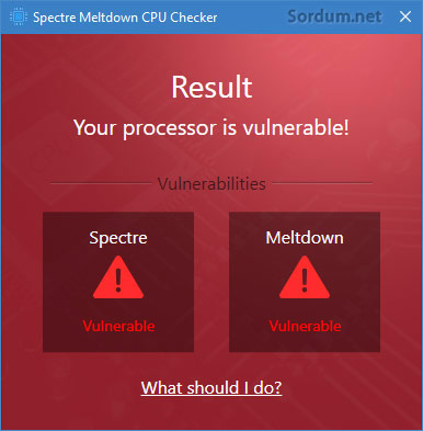 spectre meltdown cpu checker sonucu