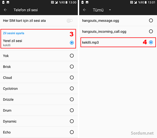 Telefonun zil sesi değiştirildi