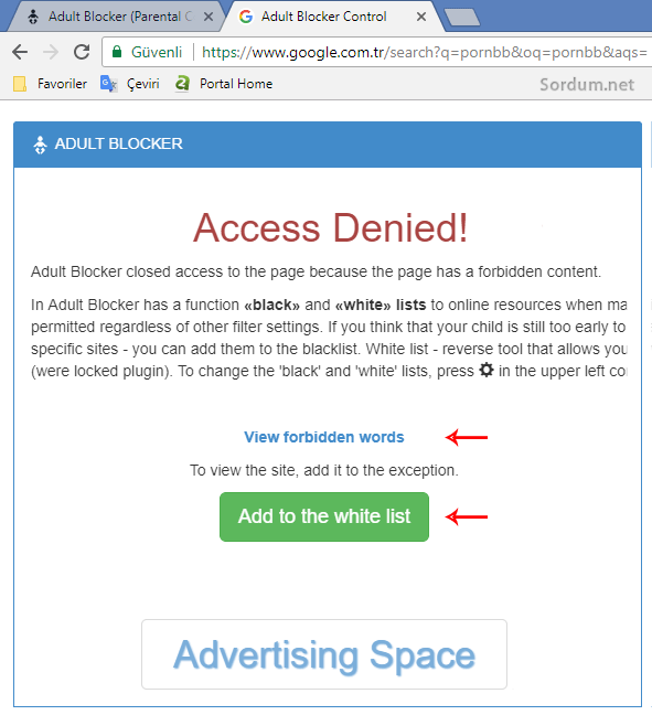Adult Blocker erişim engellendi