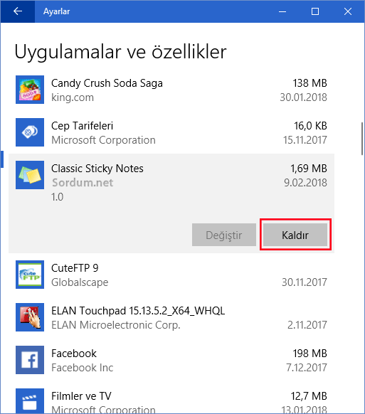 klasik yapışkan notu kaldıralım