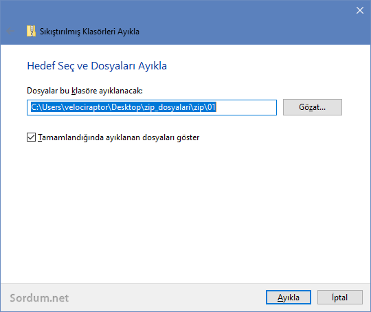 Klasörü ayıkla Klasörü ayıkla