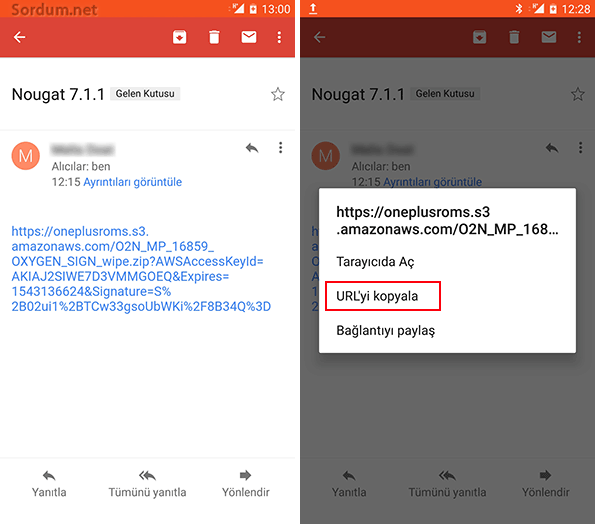Android te link kopyalamak