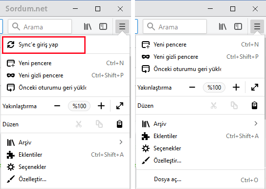 firefox synce giriş kaldırıldı