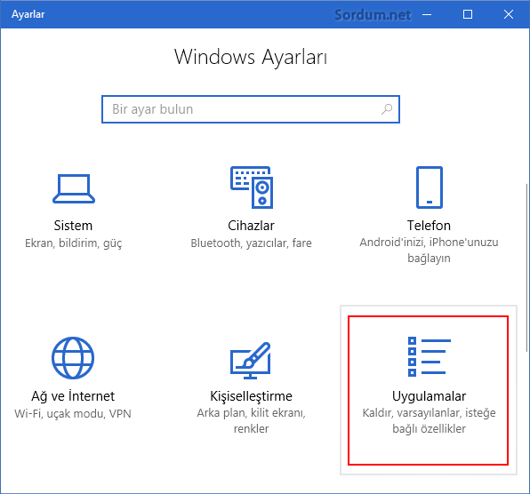 Windows 10 da Uygulamalar