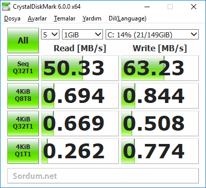 5400 rpm HDD okuma - yazma hızları