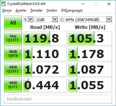 7200 rpm HDD okuma - yazma hızları