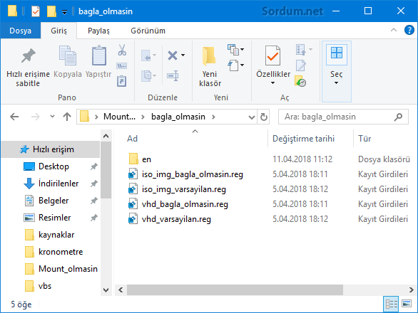 Bağla olmasın registry kayıtları
