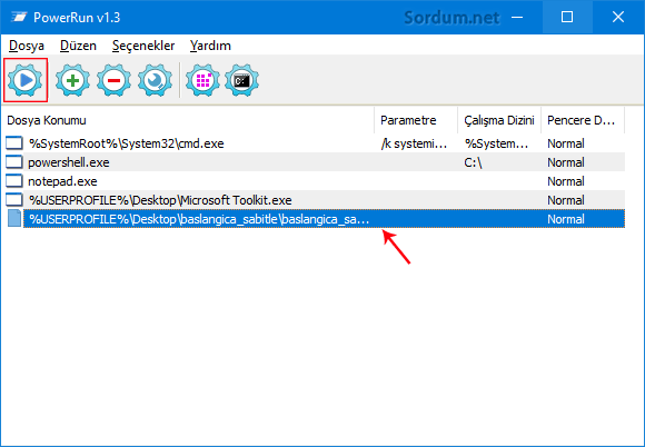 powerrun ile registry edit