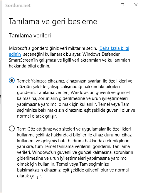 Tanılama ve geri besleme düzeltildi