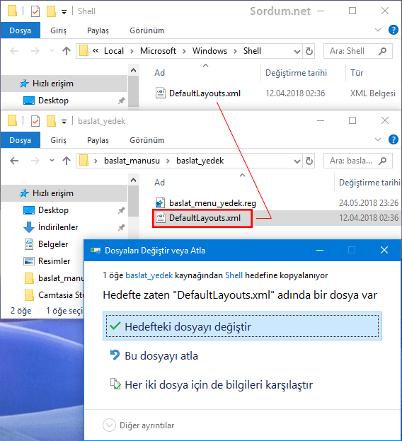 Başlat yedeğini geri yükleyelim