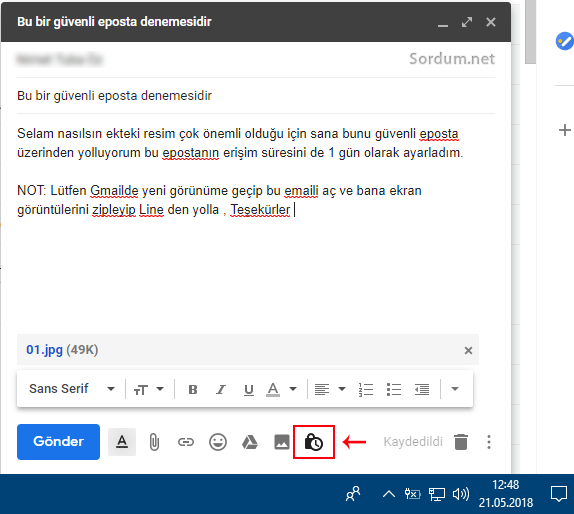 Gmail gizli mod