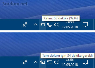 Pilin bitime kalan süresi