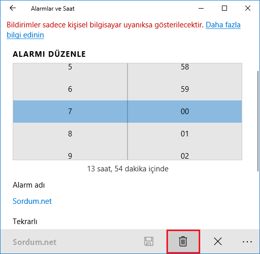 Windows 10 da alarmlar nasıl silinir