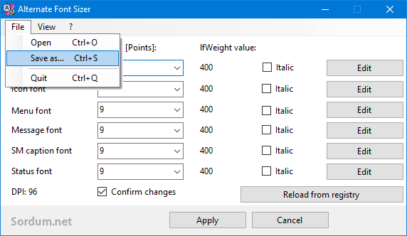 Alternate font sizer