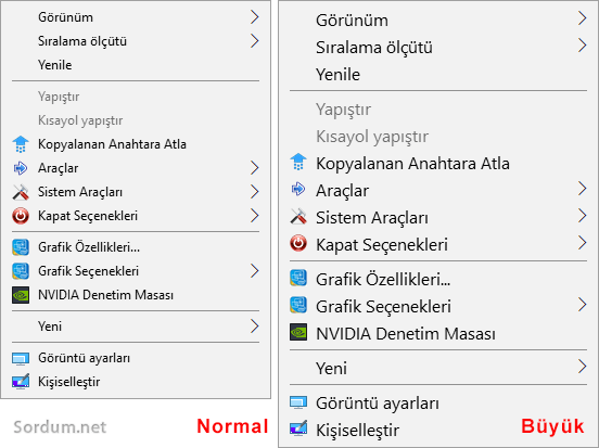 Menü font büyüklüğü arttırıldı