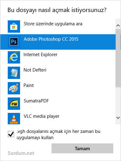 Dosyayı nasıl açmak istiyorsun