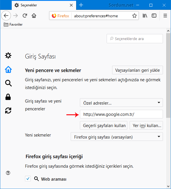 Firefox özel adress Firefox özel adress