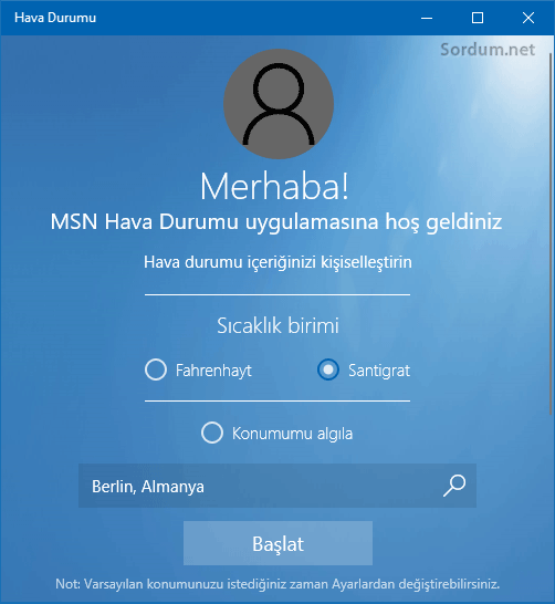 Msn de konum seçildi