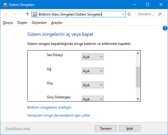 Sistem simgeleri