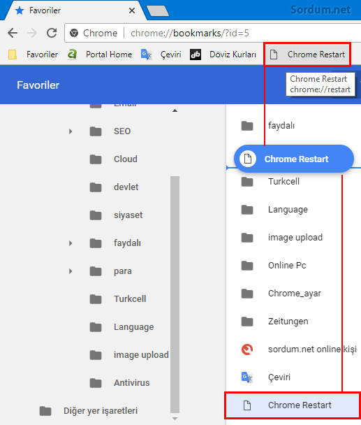Chrome yer imini sürükle bırak