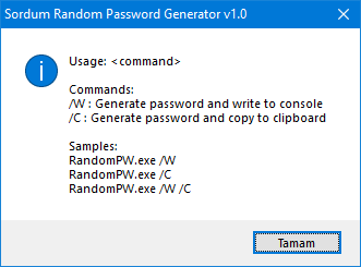 Random password generator Cmd desteği