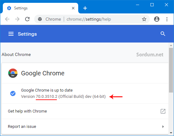 Chrome sürüm numarası