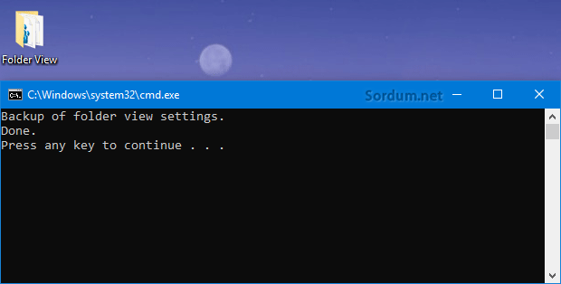 Cmd klasör görünümünü yedeklemek